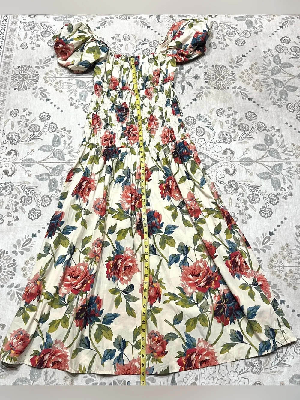NWT Abercrombie & Fitch Smocked Drop-Waist Maxi Dress Floral Print Large